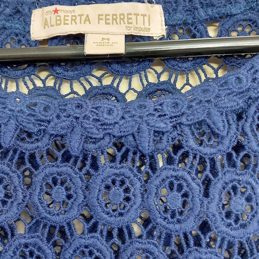 Alberta Ferretti blue crochet lace tunic top Size Medium - Picture 4 of 7